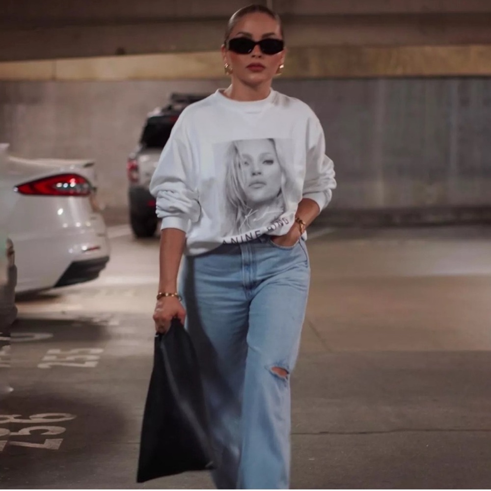 ANINE BING NWT Ramona Kate Moss Sweatshirt in White XS